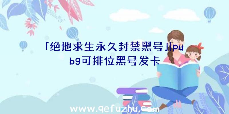 「绝地求生永久封禁黑号」|pubg可排位黑号发卡